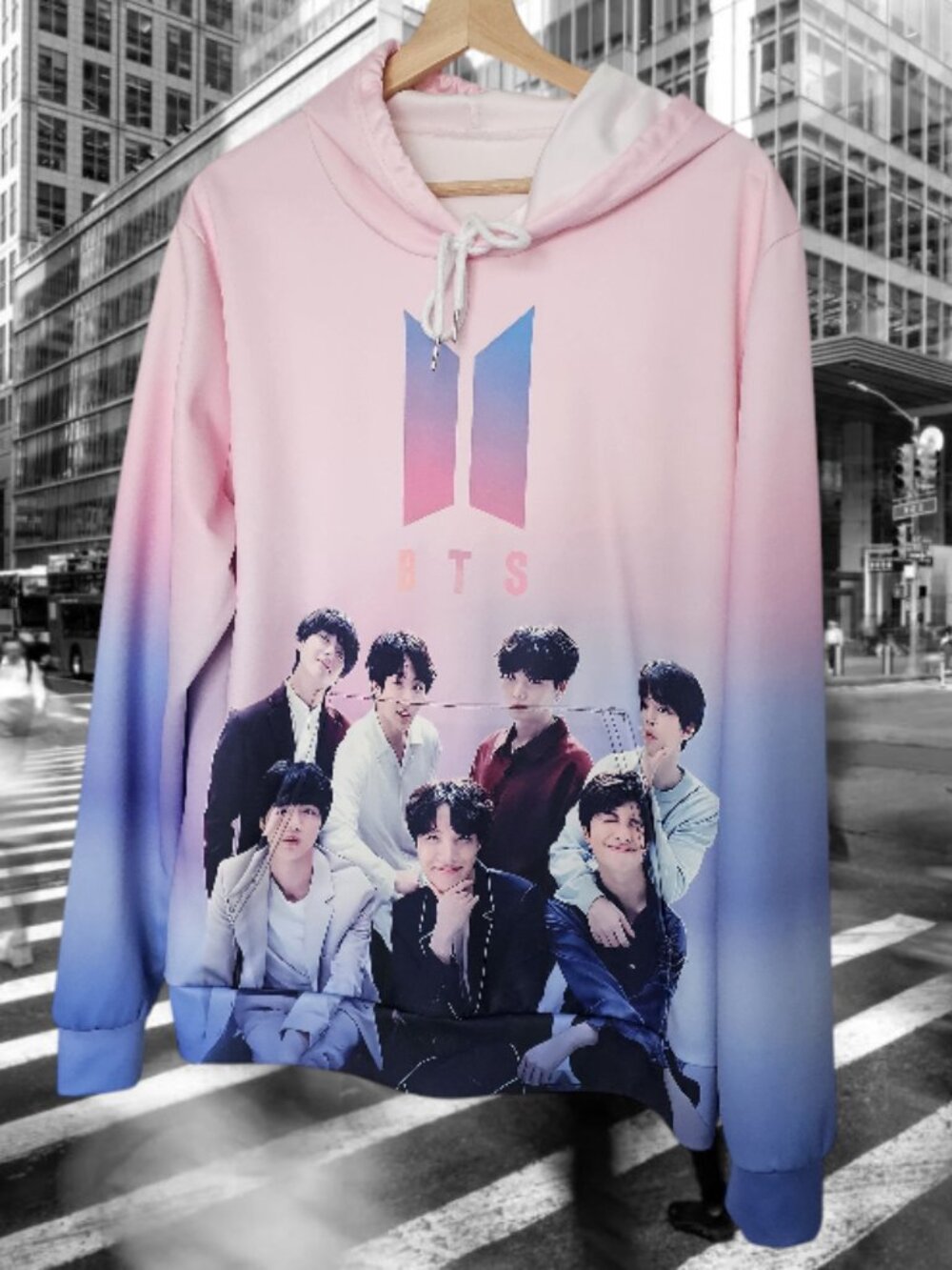 Gradient Pink to Blue Logo Hoodie - Picture 1 of 8